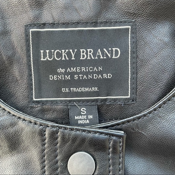 Lucky Brand Black Lamb Leather Moto Jacket Size Small - Picture 12 of 16